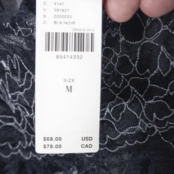 NWT Anthropologie Lace Women's Tank Top Black Sheer Size M Dark Romance - Picture 6 of 8